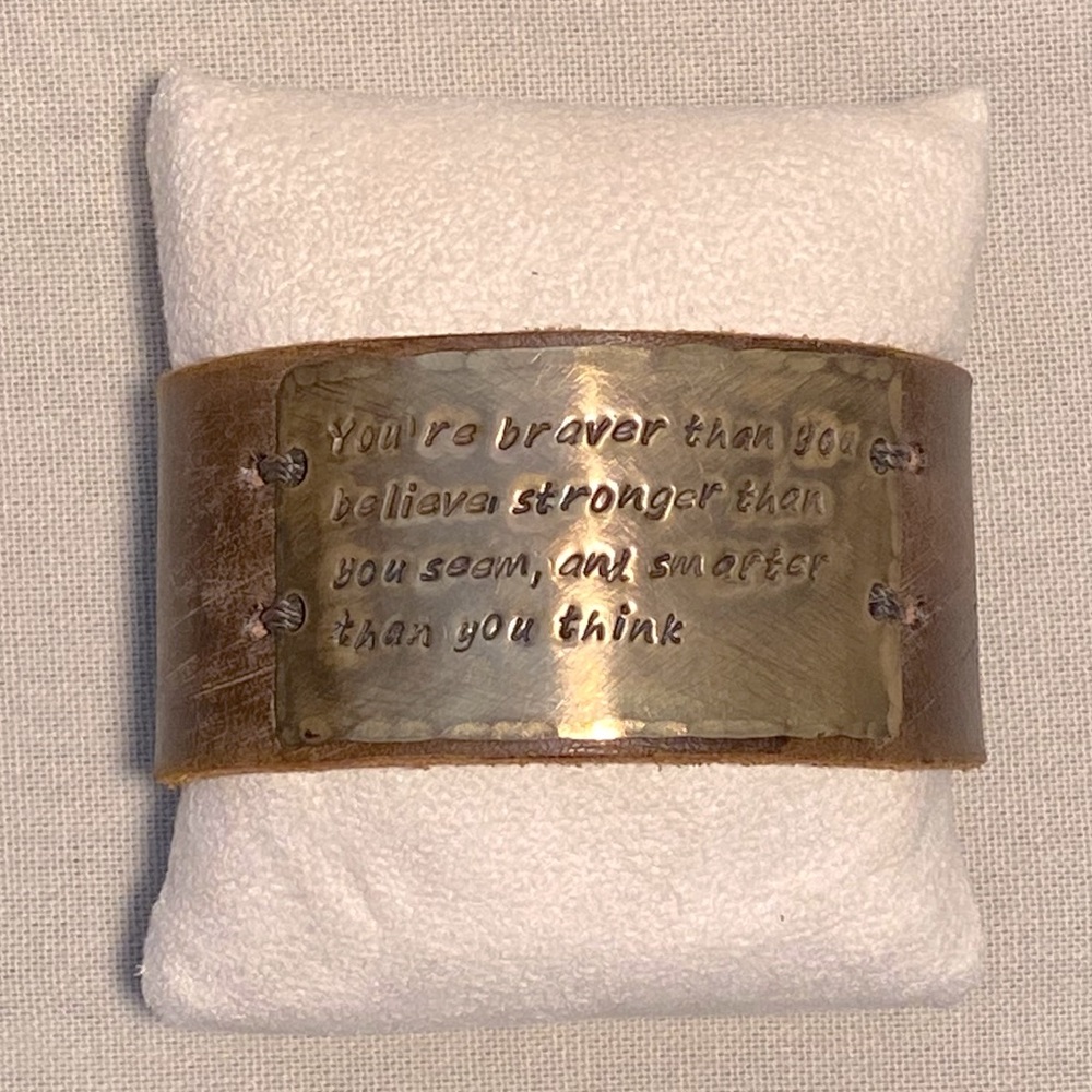 Winnie-the-Pooh quote leather cuff